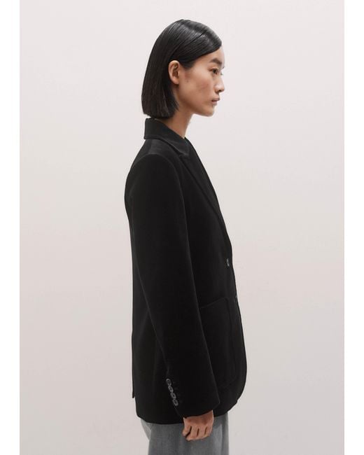 ME+EM Black Stretch Velvet Sharp Shoulder Contour Blazer
