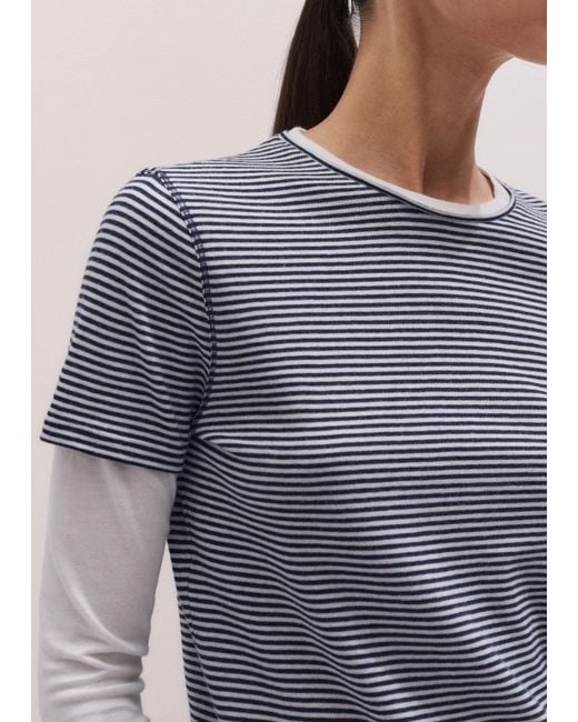 ME+EM Gray Micro Stripe Double Layer Top-Soft