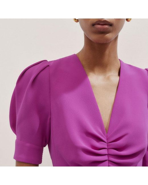 ME+EM Pink Crepe Midi Dress