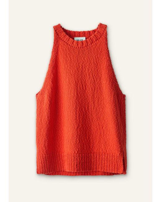 ME+EM Red Cotton Bouclé Halterneck Vest