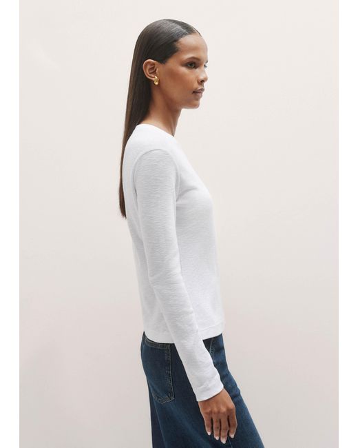 ME+EM White Crew Neck Long Sleeve Tee