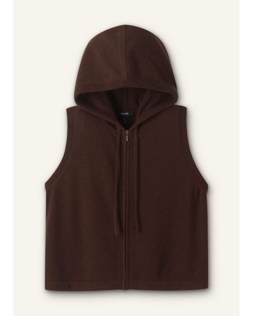 ME+EM Brown Cashmere Sleeveless Relaxed Zip Hoody Espresso