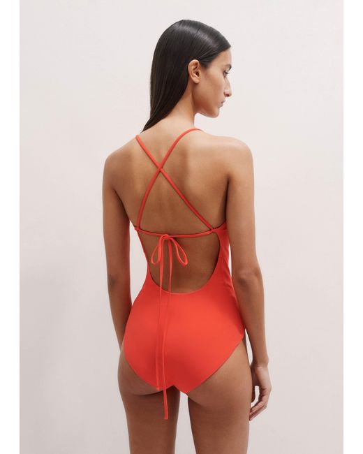 ME+EM Red Multiway Neck Ruched Swimsuit