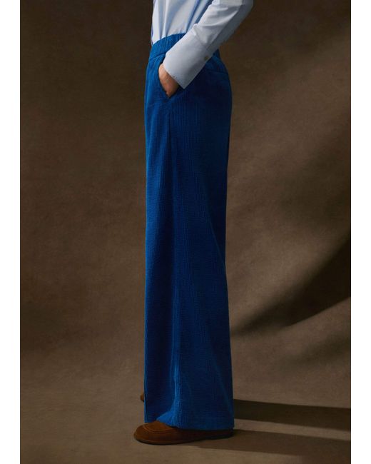 ME+EM Blue Washed Cord Straight-Leg Lounge Pant
