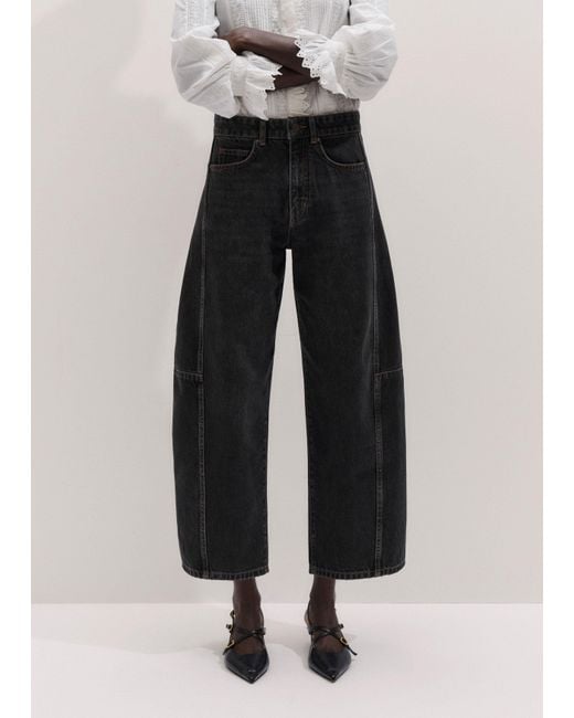 ME+EM Black Cropped Exaggerated Taper Jean