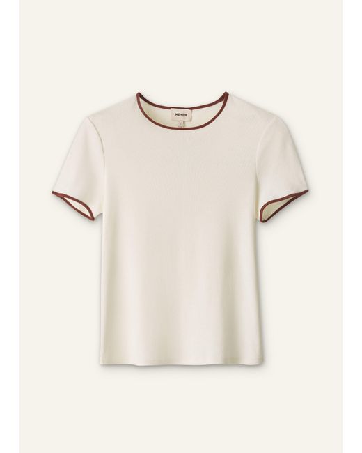 ME+EM Blue Slim Ringer Tee Light Cream-Cinnamon