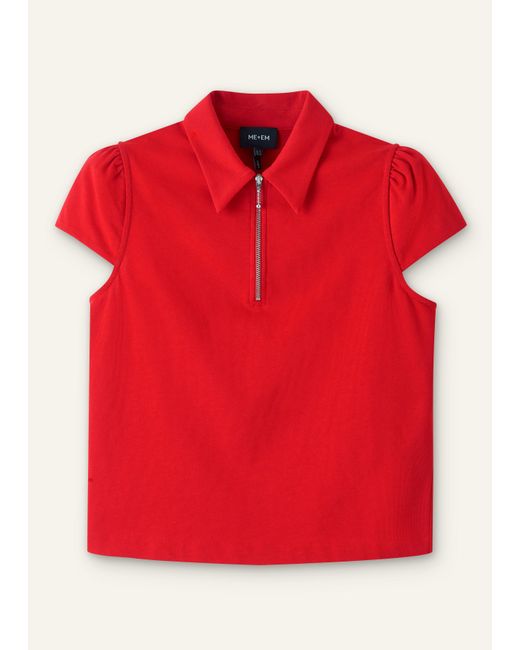 ME+EM Red Cap Sleeve Polo Shirt