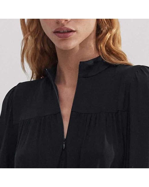 ME+EM Black Gather Detail Midi Dress