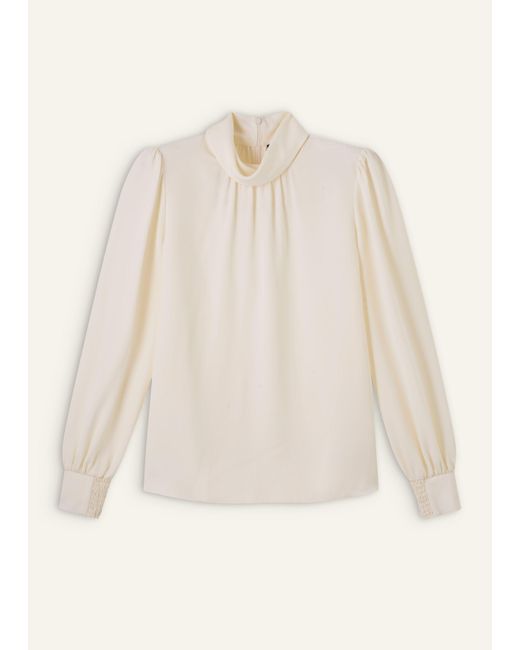 ME+EM Brown Silk High Neck Slim Top