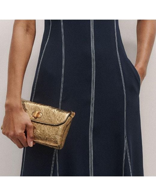 ME+EM Blue Contrast Stitch Midi Dress