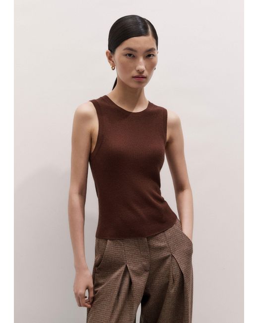 ME+EM Brown Barely There Knit Tank