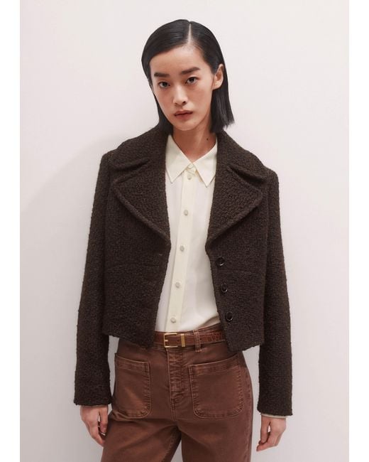 ME+EM Brown Tweed Soft Shoulder Crop Jacket
