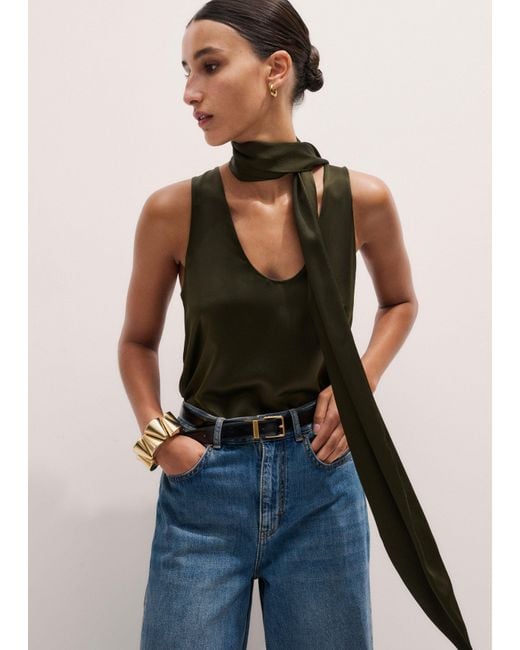 ME+EM Black Silk Satin Tank Top