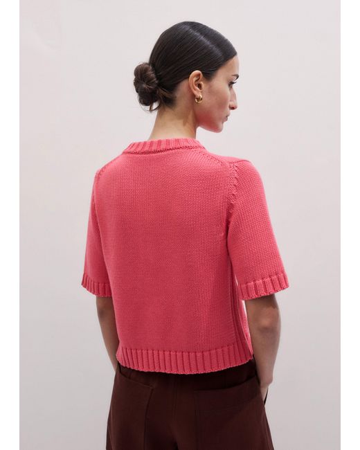ME+EM Pink Button Through Straight Knit Tee