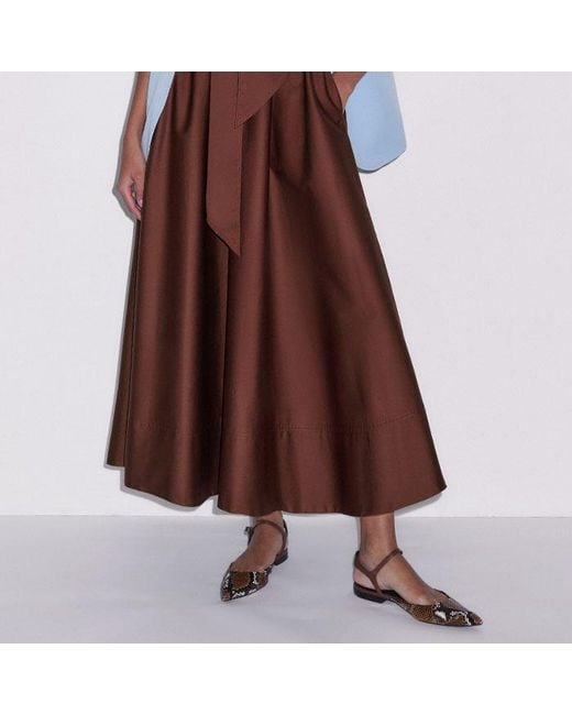 ME+EM Brown Boat Neck Fit And Flare Maxi Dress + Tie
