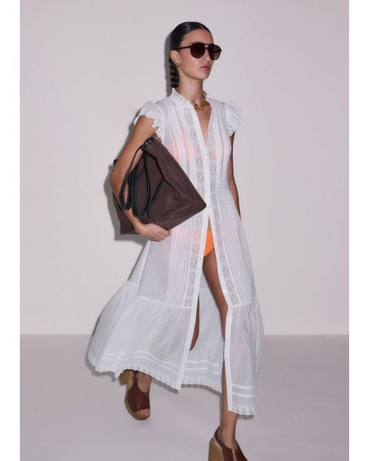 ME+EM Multicolor Cotton Voile Trim Detail Maxi Dress + Slip