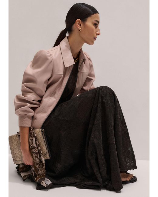ME+EM Brown Luxe Feminine Bomber Jacket