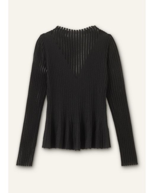 ME+EM Black Conceal + Reveal Metallic Knit Peplum Top