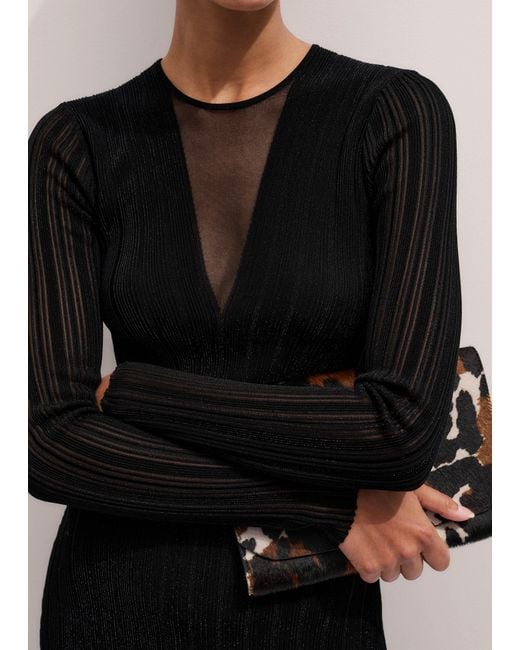 ME+EM Black Conceal + Reveal Metallic Maxi Dress