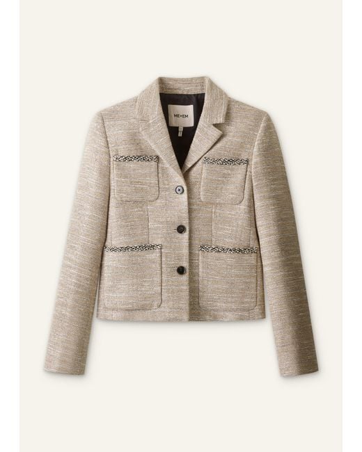 ME+EM Blue Metallic Short Patch Pocket Jacket