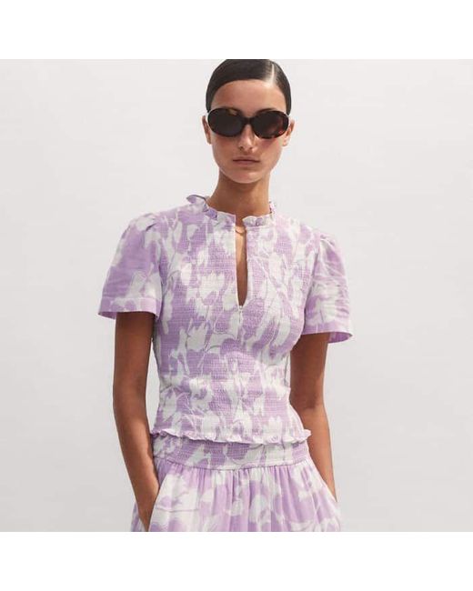 ME+EM Pink Cheesecloth Tulip Print Midi Skirt