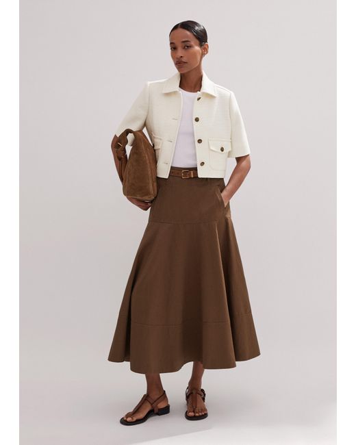 ME+EM Natural Linen-Blend A-Line Skirt