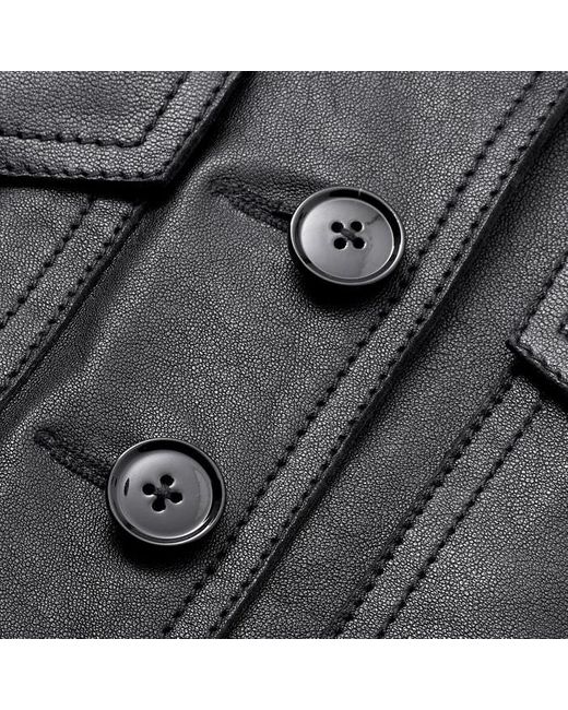 ME+EM Black Washed Leather Fitted Utility Jacket