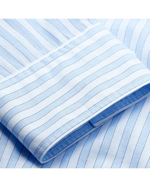 ME+EM Blue Cotton Voile Relaxed Forever Stripe Shirt