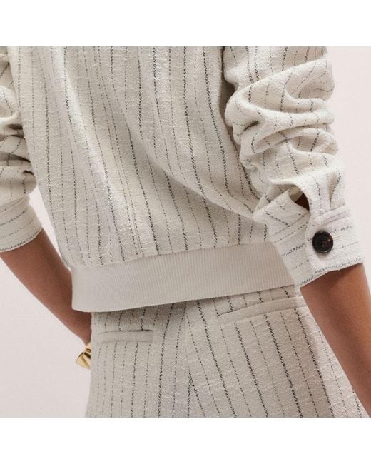ME+EM Natural Textured Stripe Bomber Jacket
