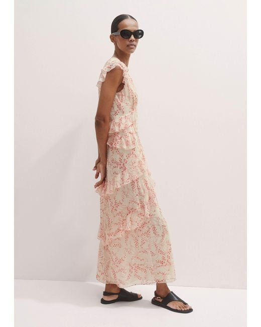 ME+EM Natural Silk Lily Of The Valley Print Ruffle Maxi Dress + Bandeau
