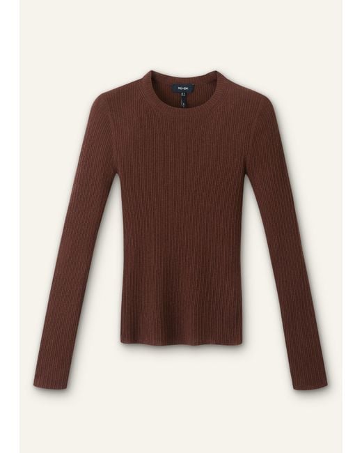 ME+EM Brown Merino Cashmere Barely There Rib Layering Jumper