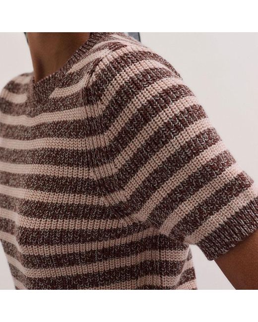 ME+EM Multicolor Mouliné Stripe Straight Knit Tee Cinnamon Multi
