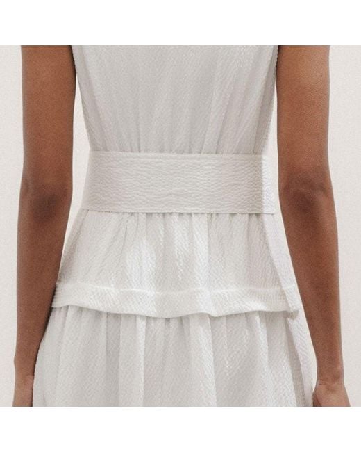 ME+EM White Seersucker Maxi Shirt Dress + Belt