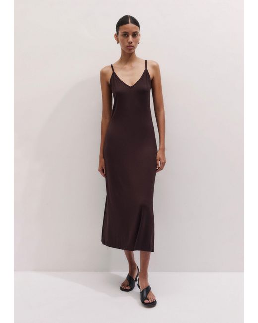 ME+EM Brown Pointelle Knit Maxi Dress + Slip