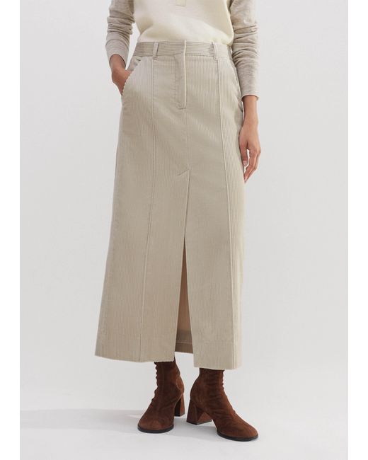 ME+EM Natural Ultra-Soft Cord Column Maxi Skirt
