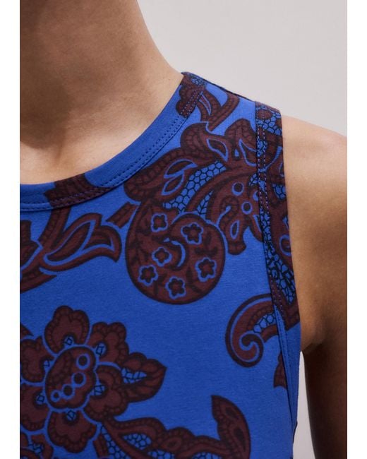 ME+EM Blue Ornate Lace Floral Print Swing Maxi Dress