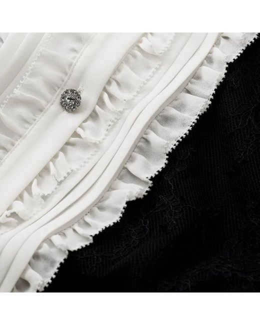 ME+EM Black Monochrome Lace Detail Mini Dress/Light Cream