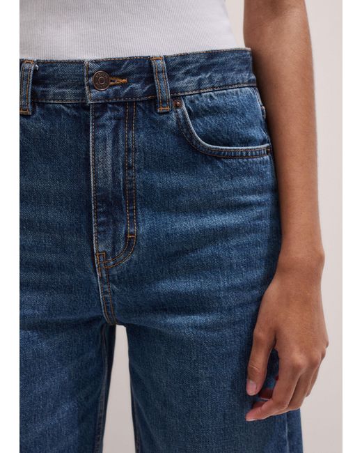 ME+EM Blue Relaxed Straight Crop Jean Authentic Wash