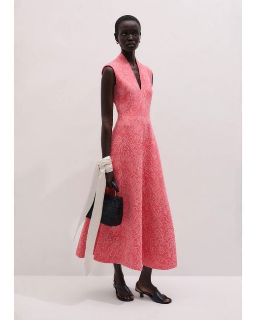 ME+EM Pink Panelled Fit And Flare Maxi Dress Candy Coral-Blush