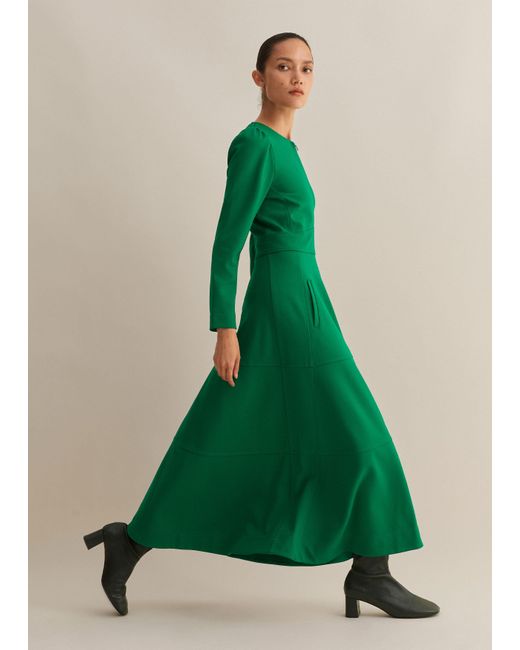 ME+EM Green Travel Tailoring Fit And Flare Maxi Dress