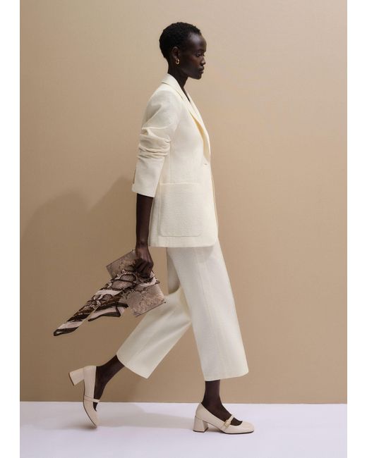 ME+EM White Luxe Jacquard Sharp Shoulder Contour Blazer