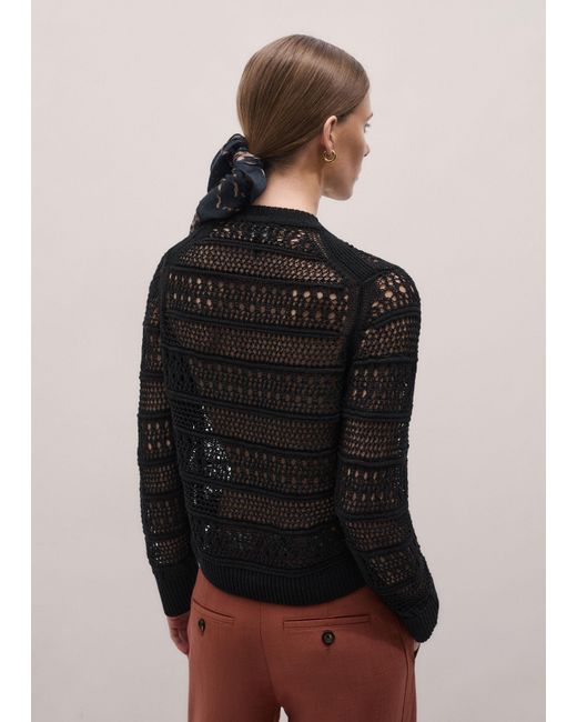 ME+EM Black Linear Knit Straight Cardigan
