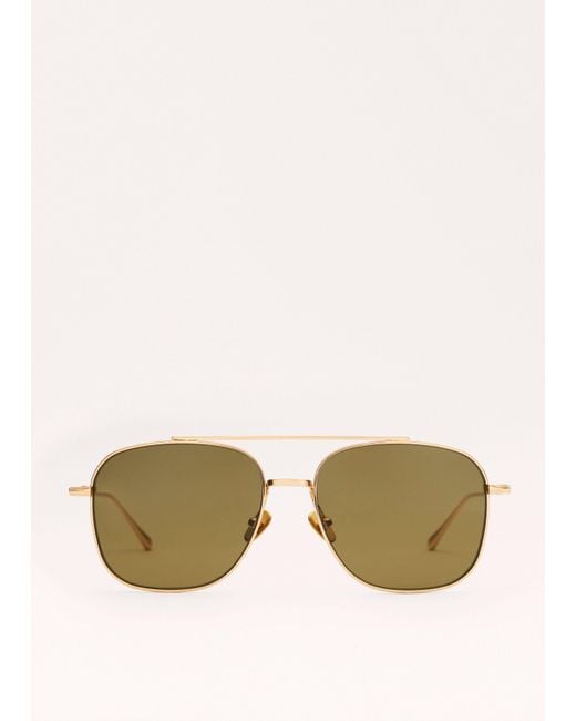 ME+EM Brown Metal Aviator Sunglasses