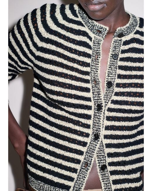 ME+EM Black Textured Stripe Cardigan-Cream