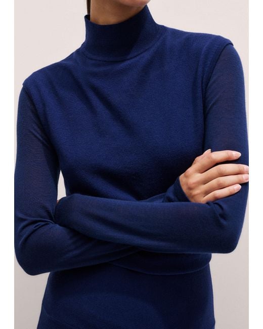 ME+EM Blue High Neck Knit Maxi Dress + Layering Top