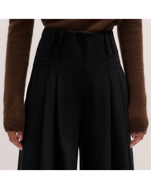 ME+EM Black Ultra Wide Pleat Front Trouser