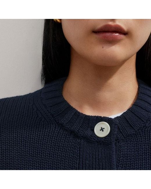 ME+EM Blue Chunky Cotton Bracelet Sleeve Crop Cardigan