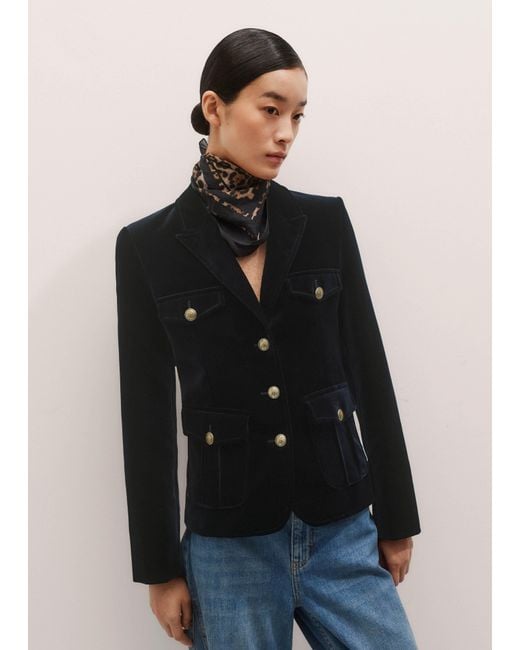 ME+EM Blue Velvet Evening Jacket