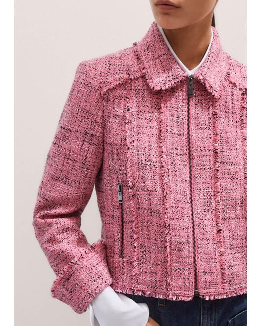 ME+EM Spring Tweed Fringe Jacket in Pink | Lyst