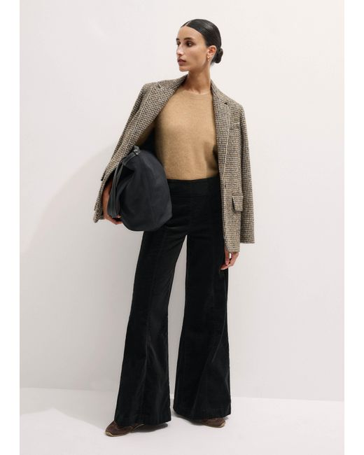ME+EM Blue Regular-Length Velvet Cord Travel Palazzo Pant